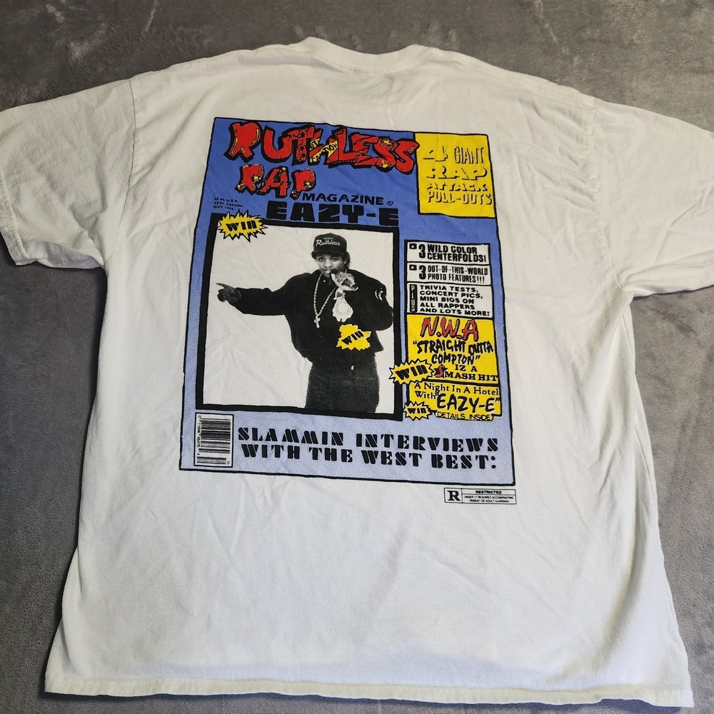 Eazy-E Ruthless Records Graphic T-Shirt White Men's Size Large Short Sleeve